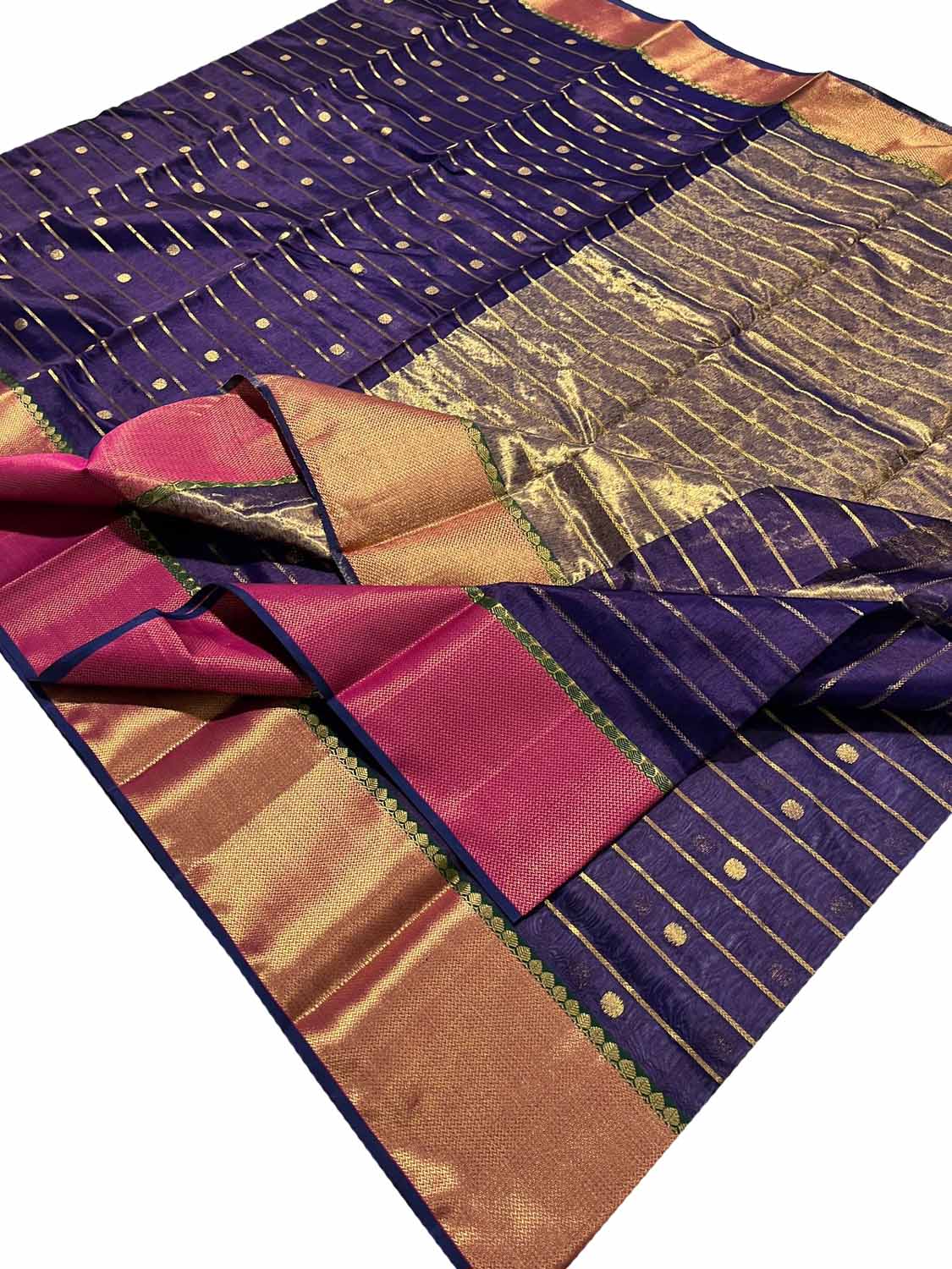 Exquisite Purple Chanderi Handloom Katan Silk Saree - Luxurion World