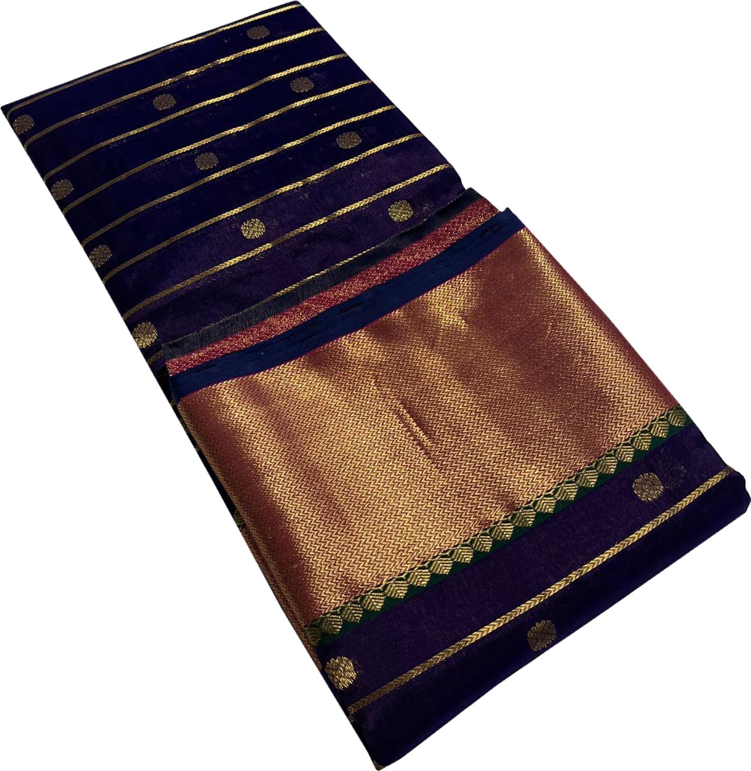Exquisite Purple Chanderi Handloom Katan Silk Saree - Luxurion World