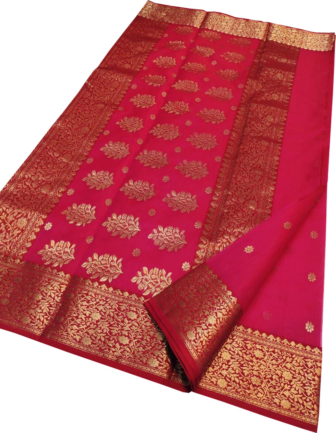 Exquisite Pink Pure Katan Silk Chanderi Handloom Flower Design Saree - Luxurion World