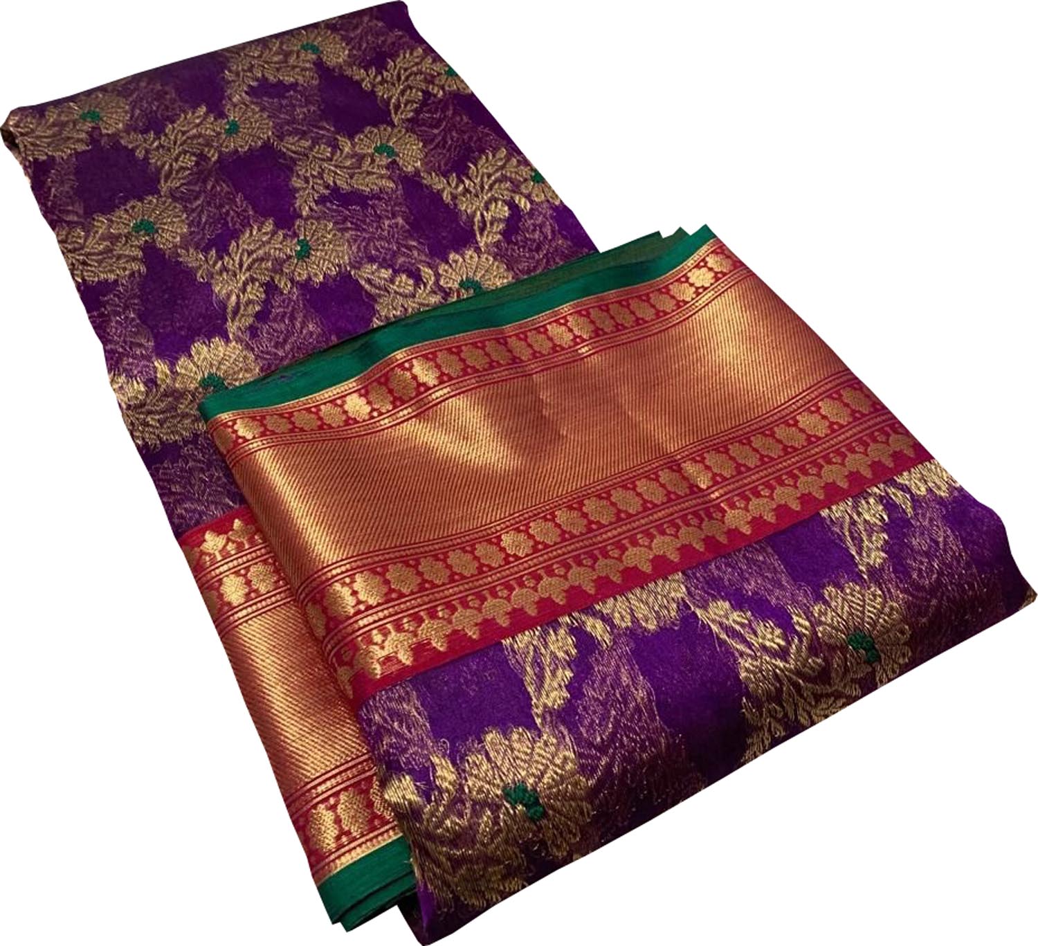 Exquisite Purple Pure Katan Silk Chanderi Handloom Meenakari Saree - Luxurion World