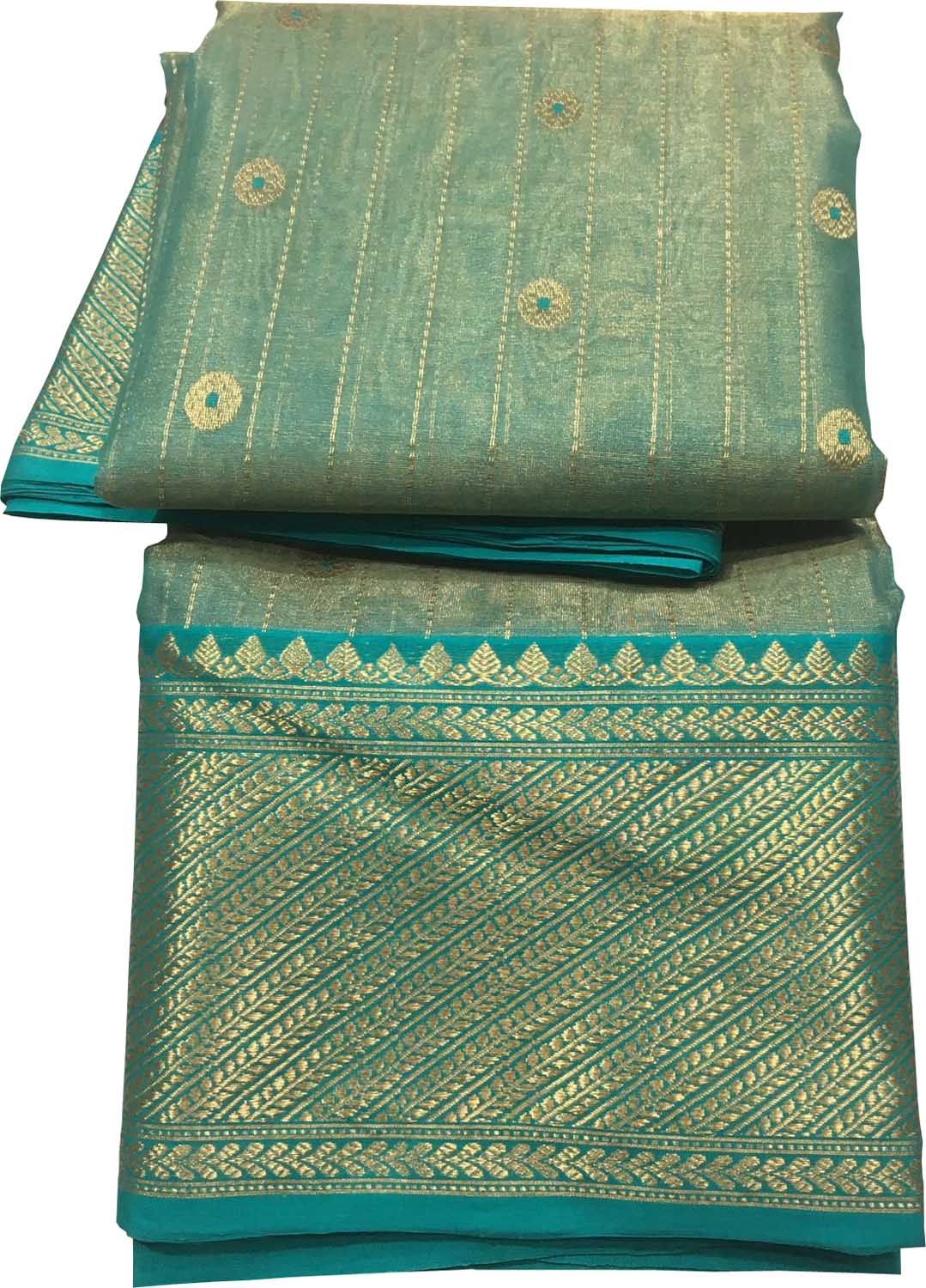 Elegant Blue Pure Katan Silk Chanderi Handloom Booti Design Saree - Luxurion World
