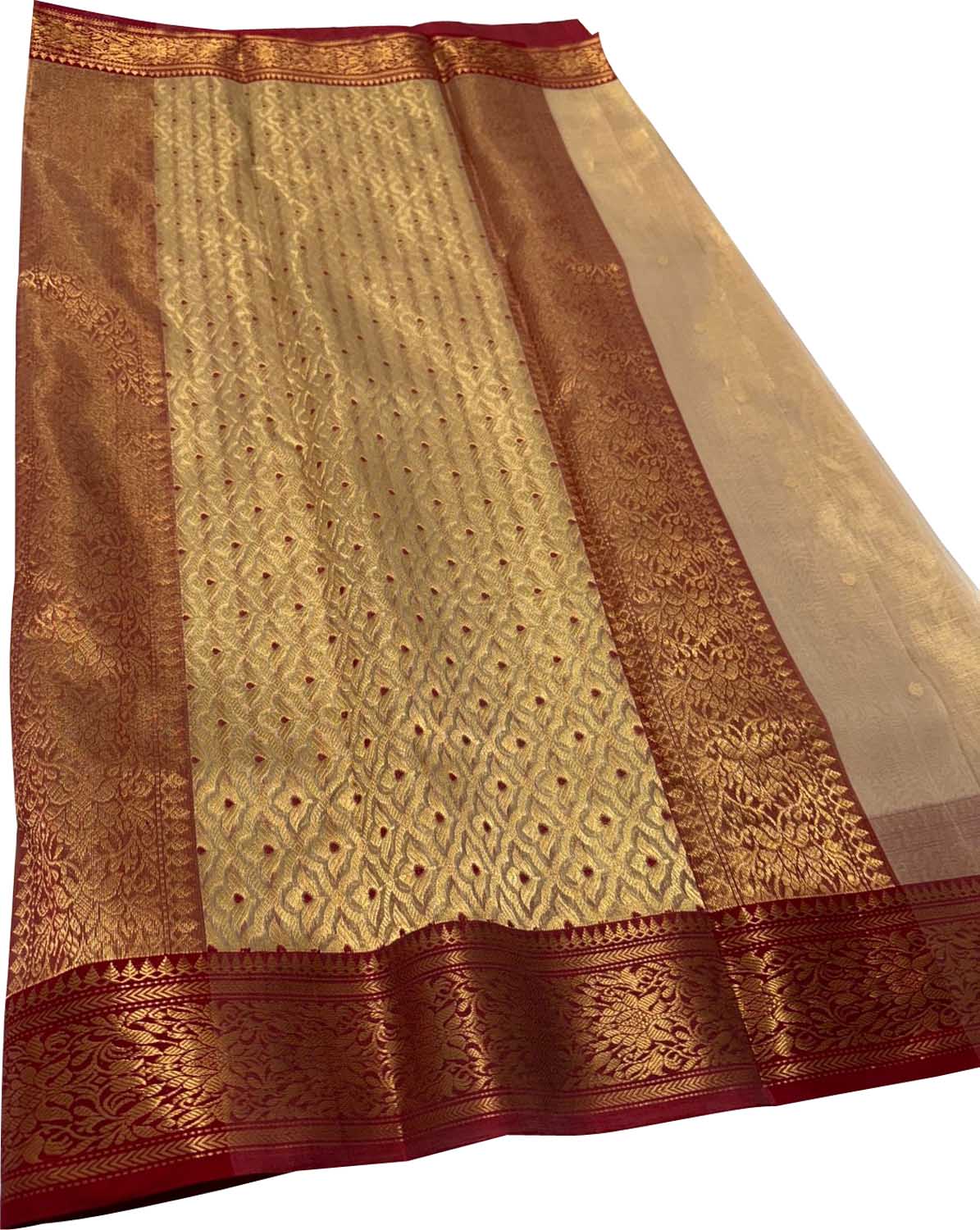 Pastel Chanderi Handloom Tissue Katan Silk Booti Design Saree - Luxurion World