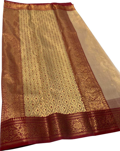 Pastel Chanderi Handloom Tissue Katan Silk Booti Design Saree - Luxurion World