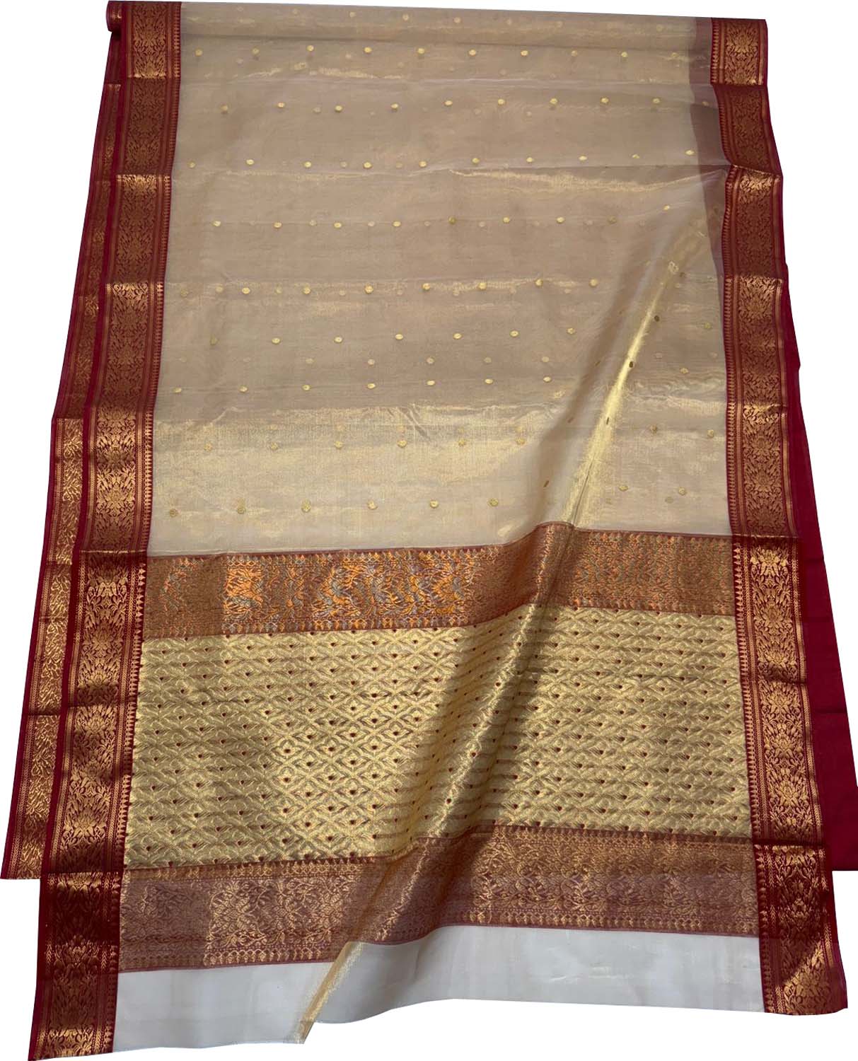 Pastel Chanderi Handloom Tissue Katan Silk Booti Design Saree - Luxurion World