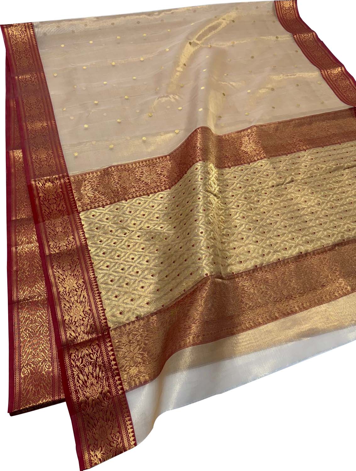 Pastel Chanderi Handloom Tissue Katan Silk Booti Design Saree - Luxurion World