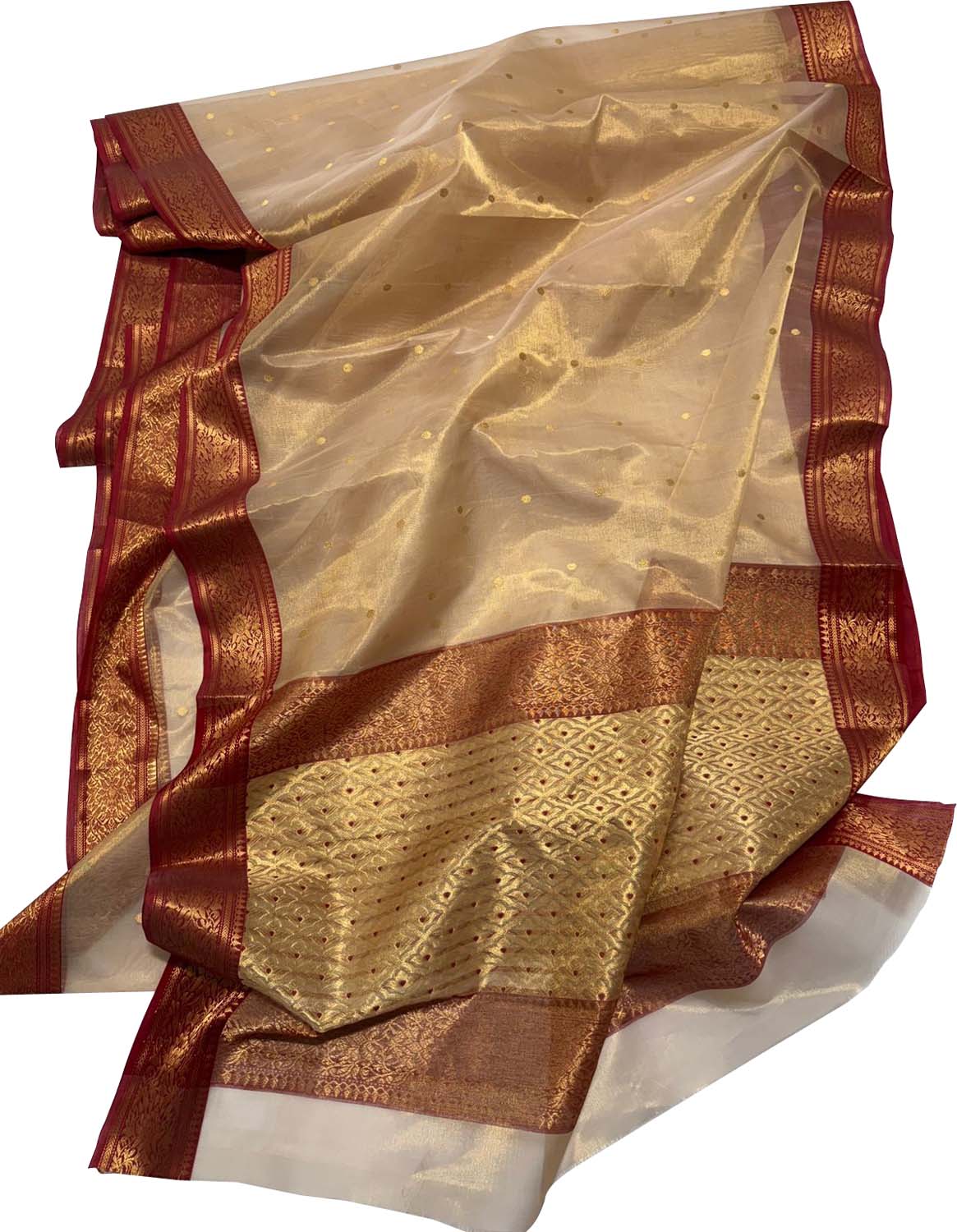 Pastel Chanderi Handloom Tissue Katan Silk Booti Design Saree - Luxurion World