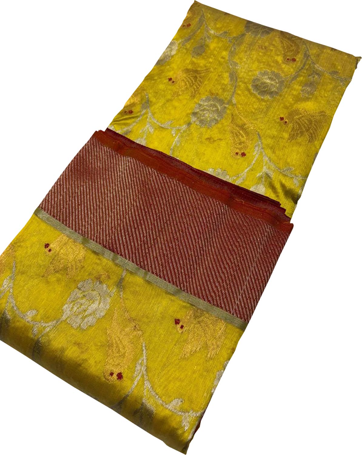 Yellow Chanderi Handloom Pure Silk Flower Design Saree - Luxurion World