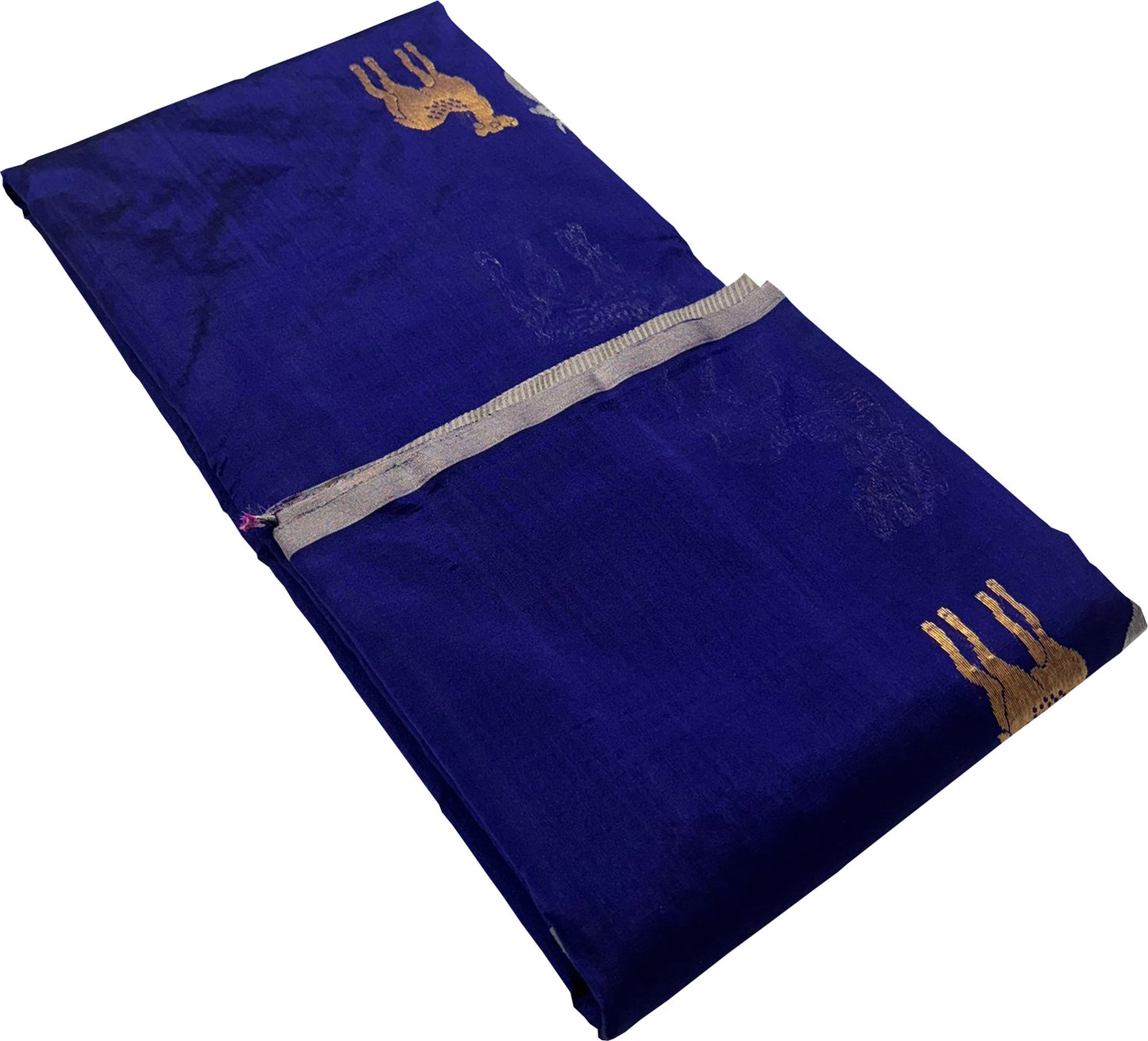 Blue Chanderi Handloom Pure Silk Deer Design Saree - Luxurion World