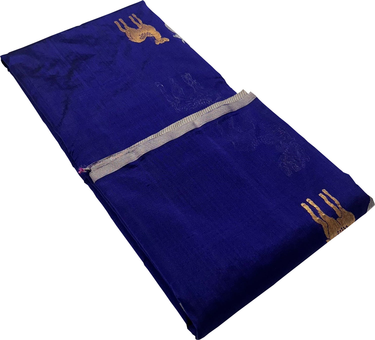 Blue Chanderi Handloom Pure Silk Deer Design Saree - Luxurion World
