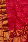 Red Chanderi Handloom Pure Katan Silk Booti Design Saree - Luxurion World