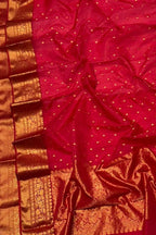 Red Chanderi Handloom Pure Katan Silk Booti Design Saree - Luxurion World
