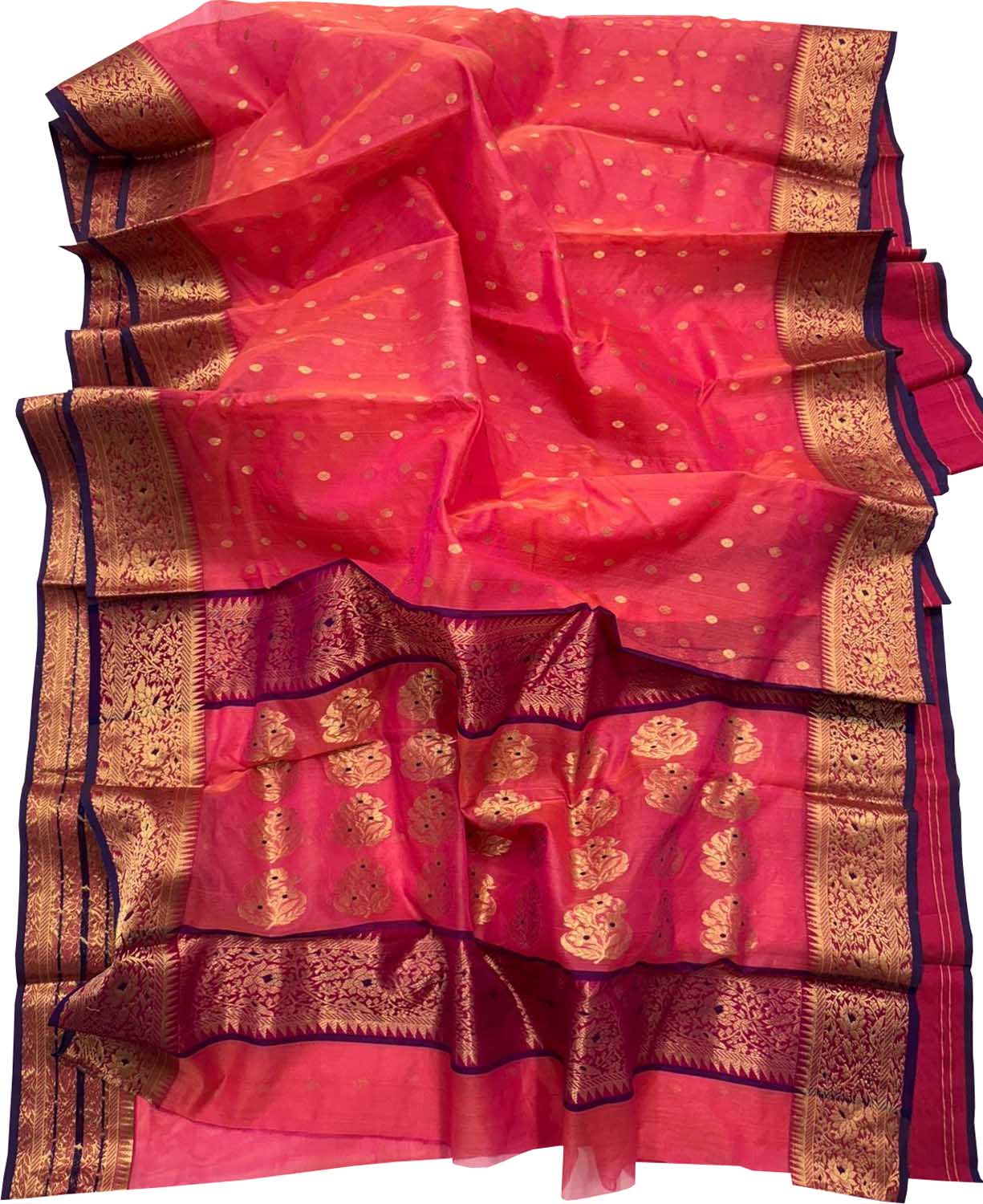 Pink Chanderi Handloom Pure Katan Silk Booti Design Saree - Luxurion World
