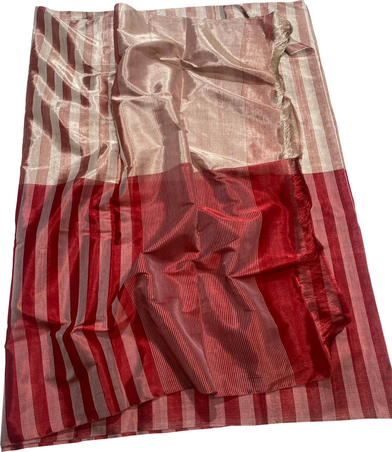 Multicolor Chanderi Handloom Pure Tissue Silk Stripe Design Saree - Luxurion World