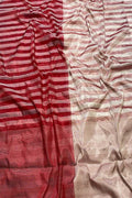 Multicolor Chanderi Handloom Pure Tissue Silk Stripe Design Saree - Luxurion World
