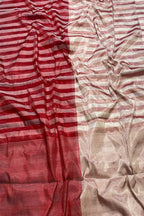 Multicolor Chanderi Handloom Pure Tissue Silk Stripe Design Saree - Luxurion World