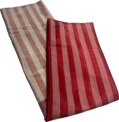 Multicolor Chanderi Handloom Pure Tissue Silk Stripe Design Saree - Luxurion World