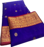 Blue Chanderi Handloom Pure Katan Silk Saree - Luxurion World