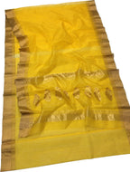 Yellow Chanderi Handloom Pure Katan Silk Saree - Luxurion World