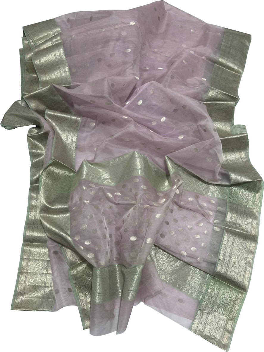 Purple Chanderi Handloom Pure Katan Silk Saree - Luxurion World
