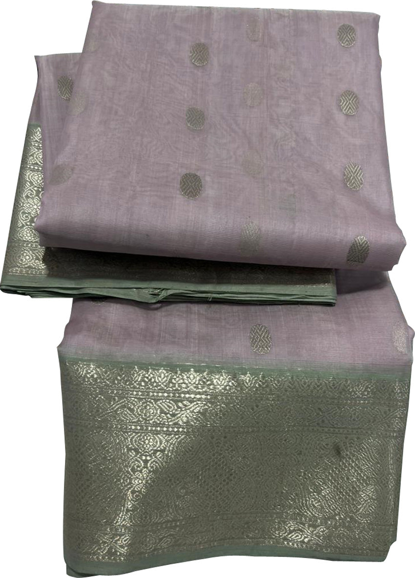Purple Chanderi Handloom Pure Katan Silk Saree - Luxurion World
