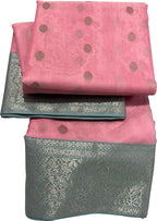 Pink Chanderi Handloom Pure Katan Silk Saree - Luxurion World