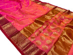 Pink Shot Chanderi Handloom Pure Katan Silk Saree - Luxurion World