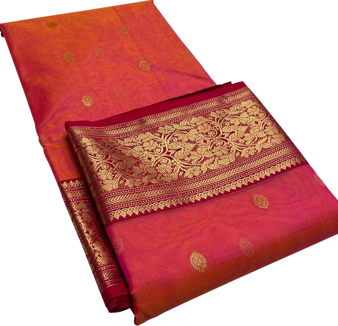 Pink Shot Chanderi Handloom Pure Katan Silk Saree - Luxurion World