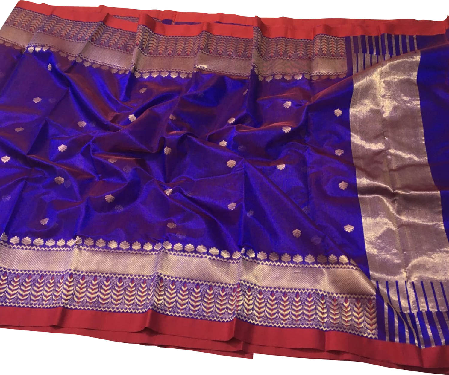 Blue Chanderi Handloom Pure Silk Saree - Luxurion World