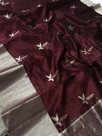 Maroon Chanderi Handloom Pure Silk Saree - Luxurion World