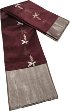 Maroon Chanderi Handloom Pure Silk Saree - Luxurion World