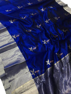 Blue Chanderi Handloom Pure Silk Saree - Luxurion World
