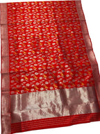 Red Chanderi Handloom Pure Silk Saree - Luxurion World