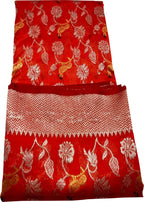 Red Chanderi Handloom Pure Silk Saree - Luxurion World