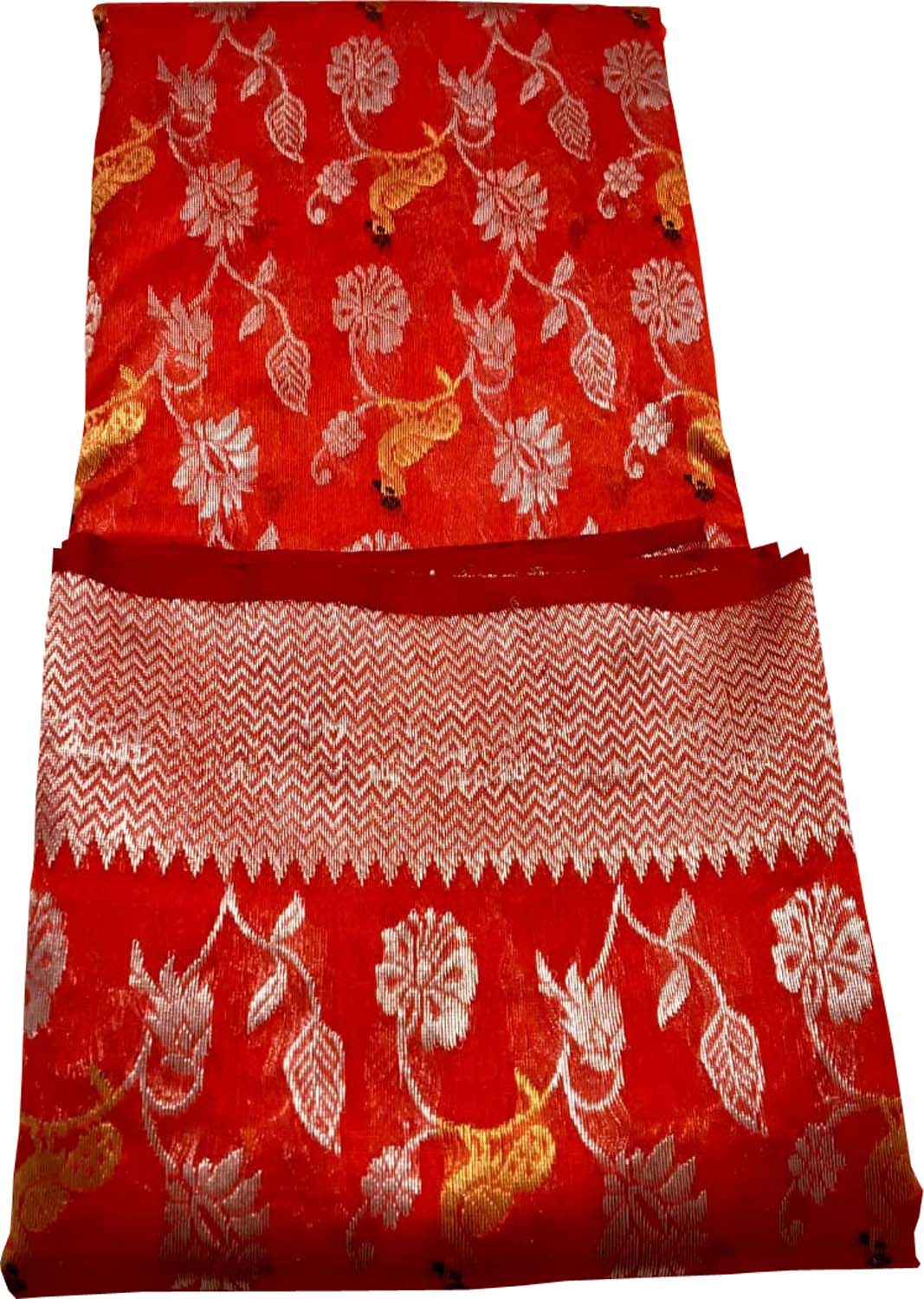 Red Chanderi Handloom Pure Silk Saree - Luxurion World