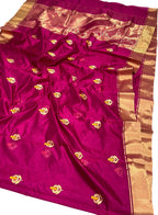 Pink Chanderi Handloom Pure Silk Saree - Luxurion World