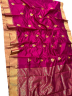 Pink Chanderi Handloom Pure Silk Saree - Luxurion World