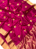Pink Chanderi Handloom Pure Silk Saree - Luxurion World