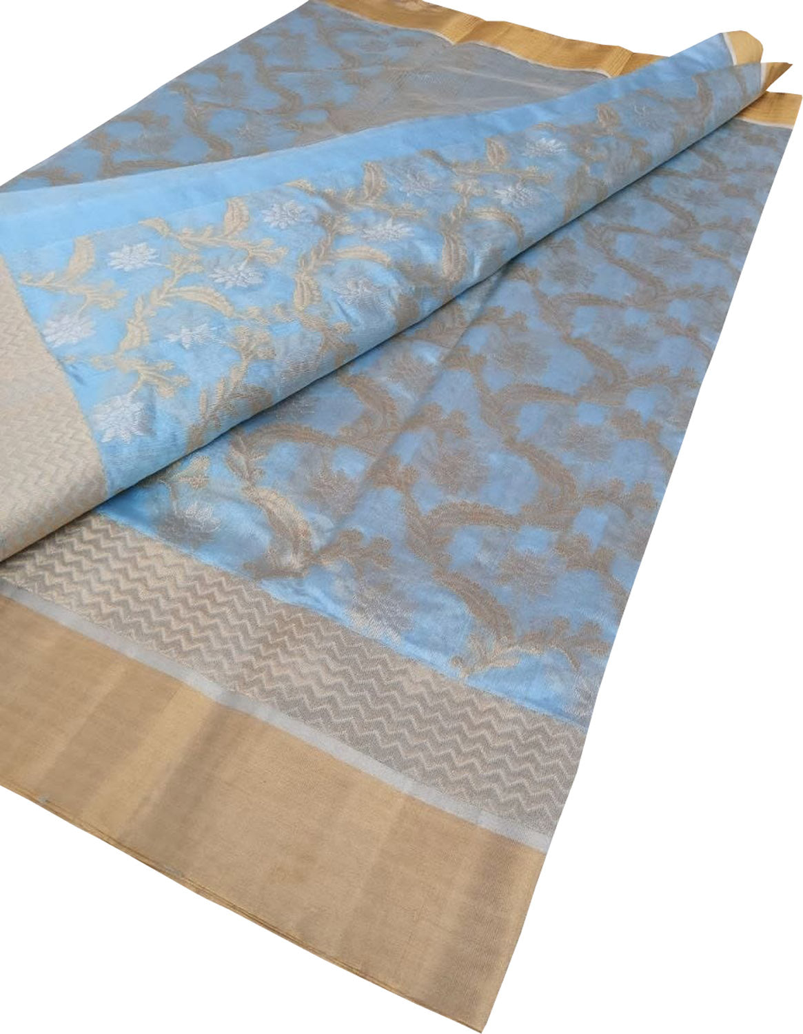 Blue Chanderi Handloom Pure Silk Saree - Luxurion World