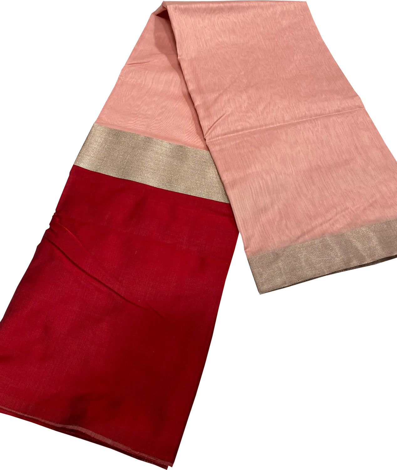 Pink And Red Chanderi Handloom Pure Silk Saree - Luxurion World