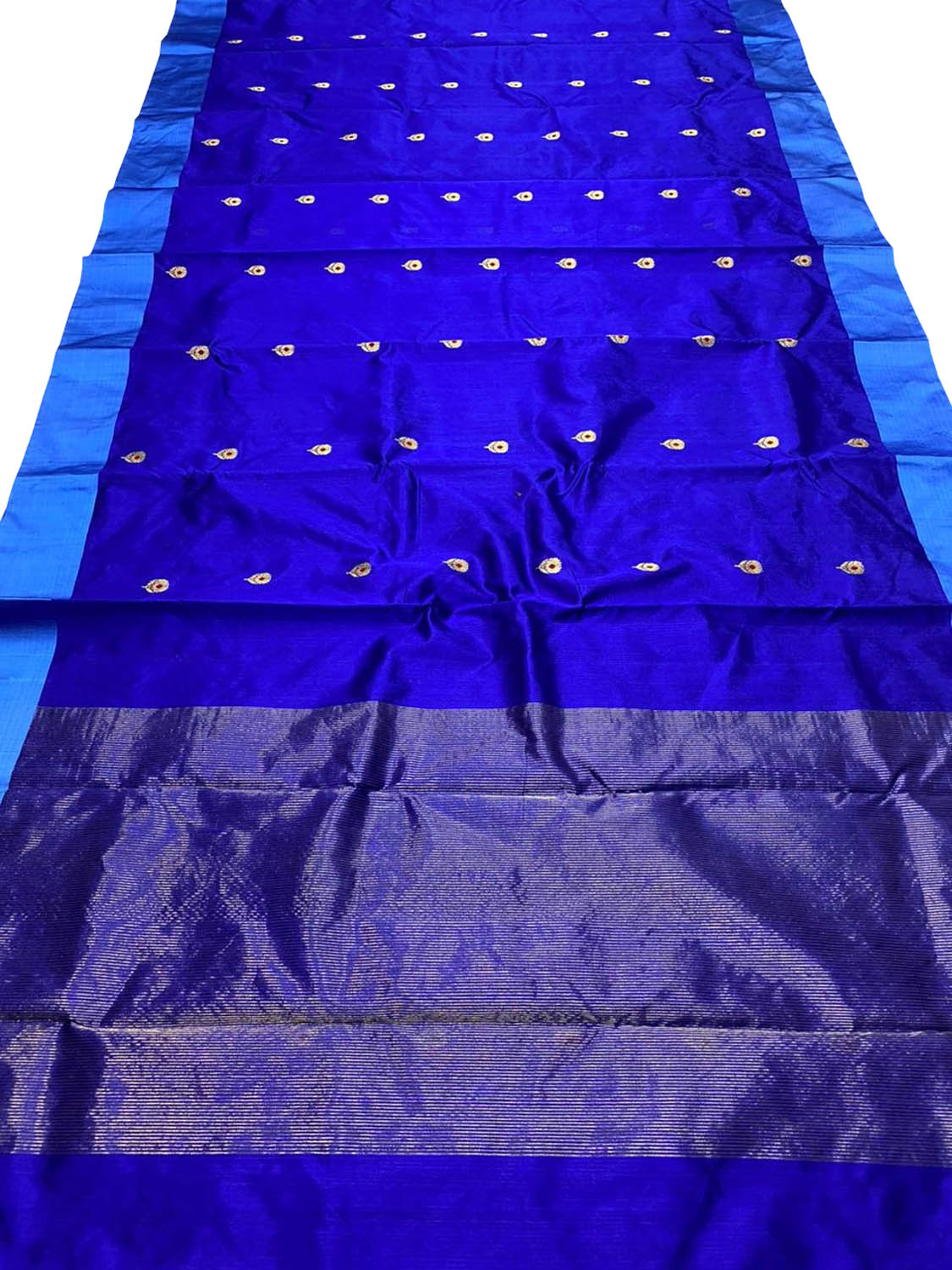 Blue Chanderi Handloom Pure Silk Saree - Luxurion World
