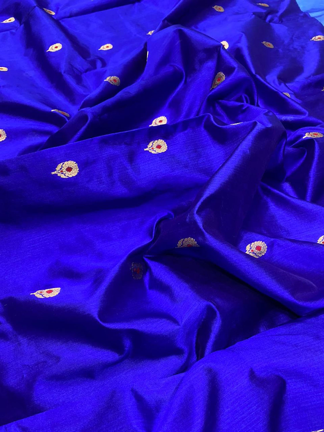 Blue Chanderi Handloom Pure Silk Saree - Luxurion World
