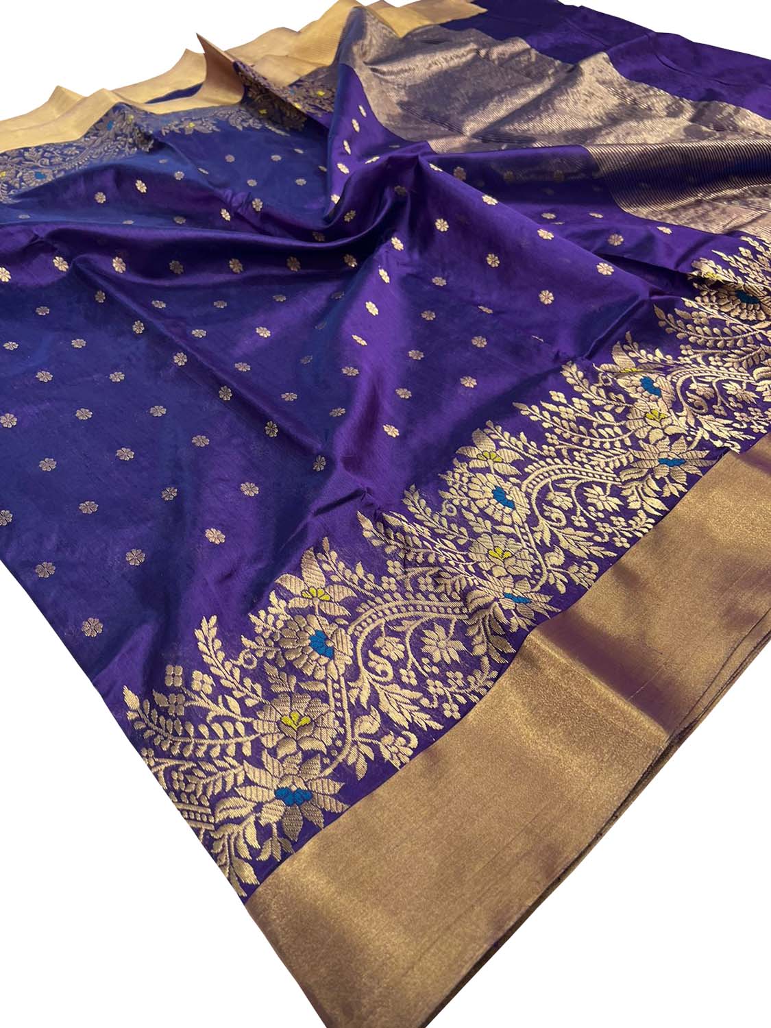 Blue Chanderi Handloom Pure Silk Saree - Luxurion World