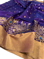 Blue Chanderi Handloom Pure Silk Saree - Luxurion World