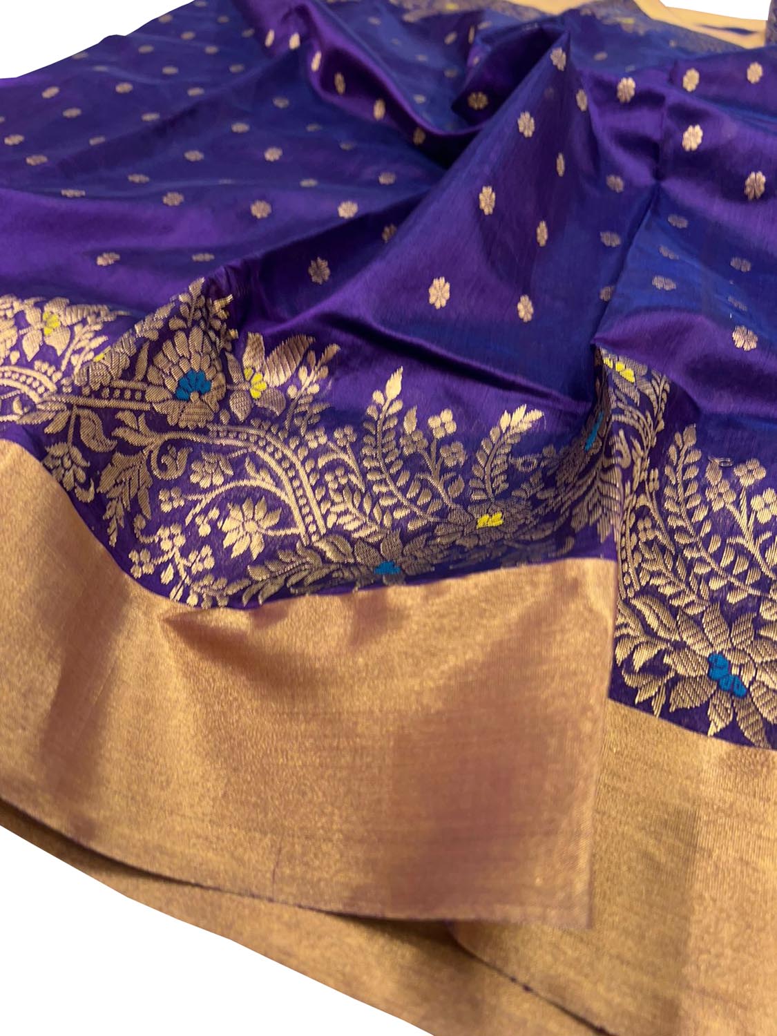 Blue Chanderi Handloom Pure Silk Saree - Luxurion World