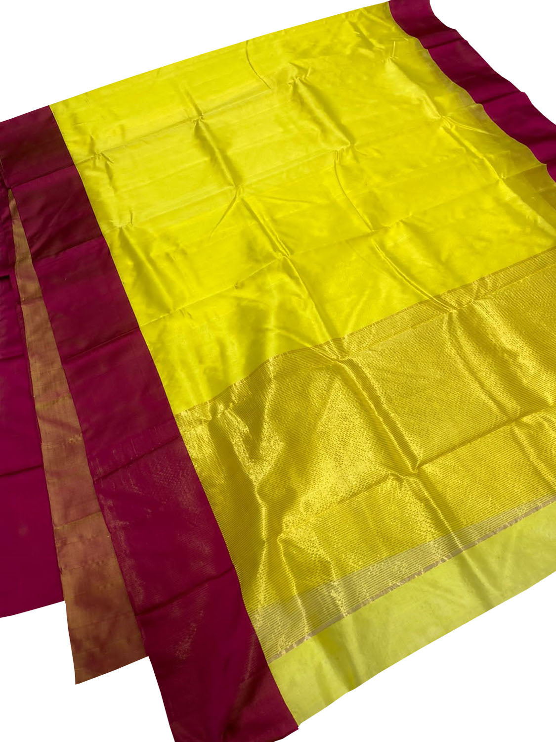 Yellow Chanderi Handloom Pure Silk Saree - Luxurion World