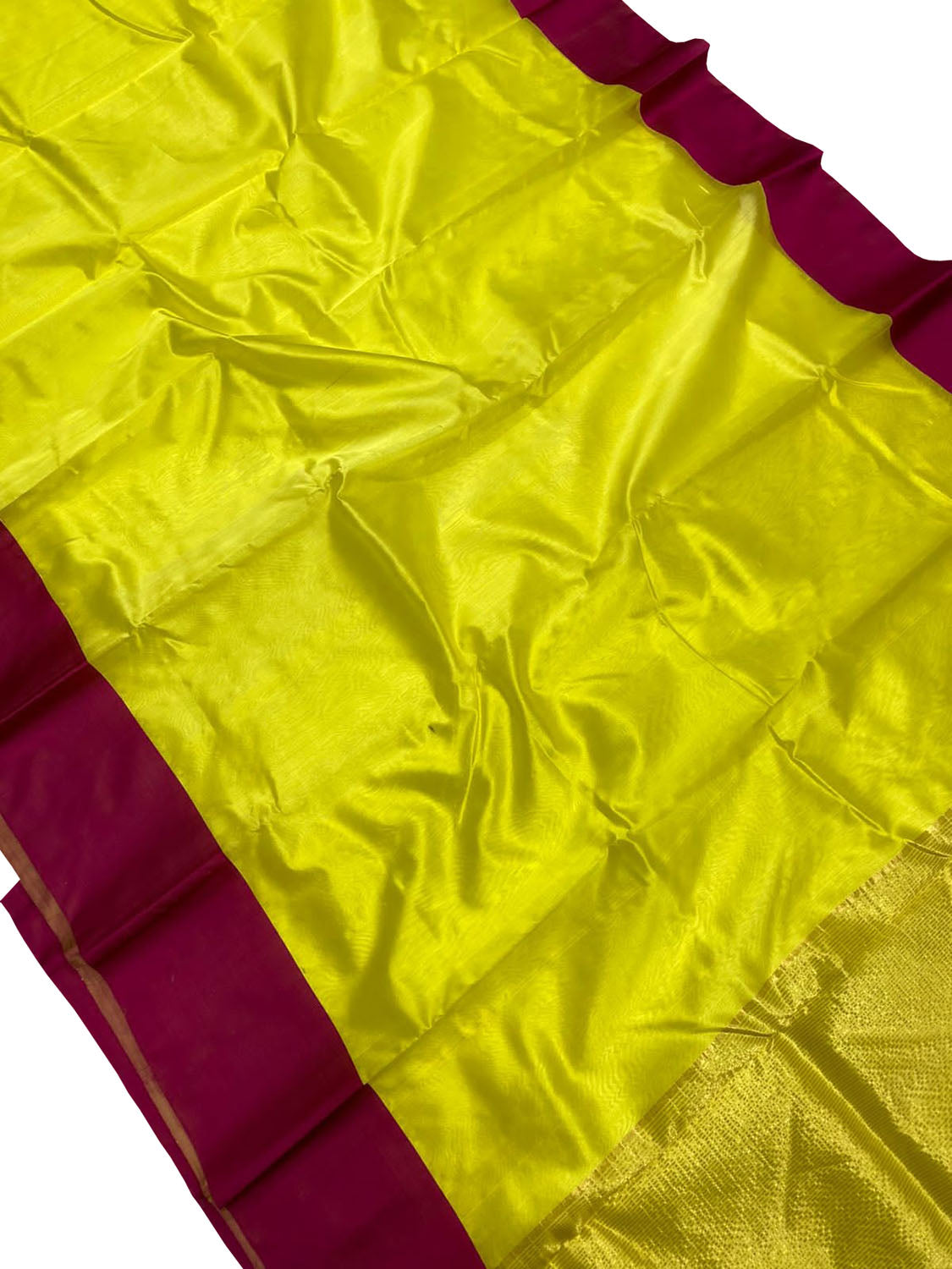 Yellow Chanderi Handloom Pure Silk Saree - Luxurion World