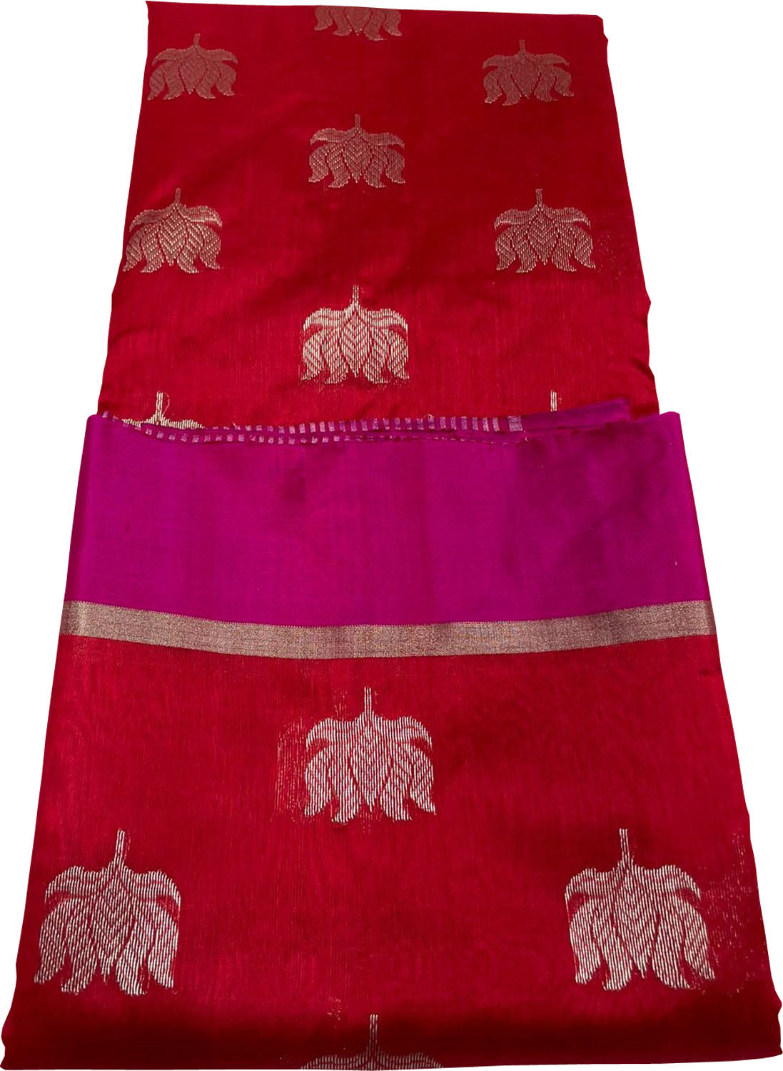 Red Chanderi Handloom Pure Silk Saree - Luxurion World