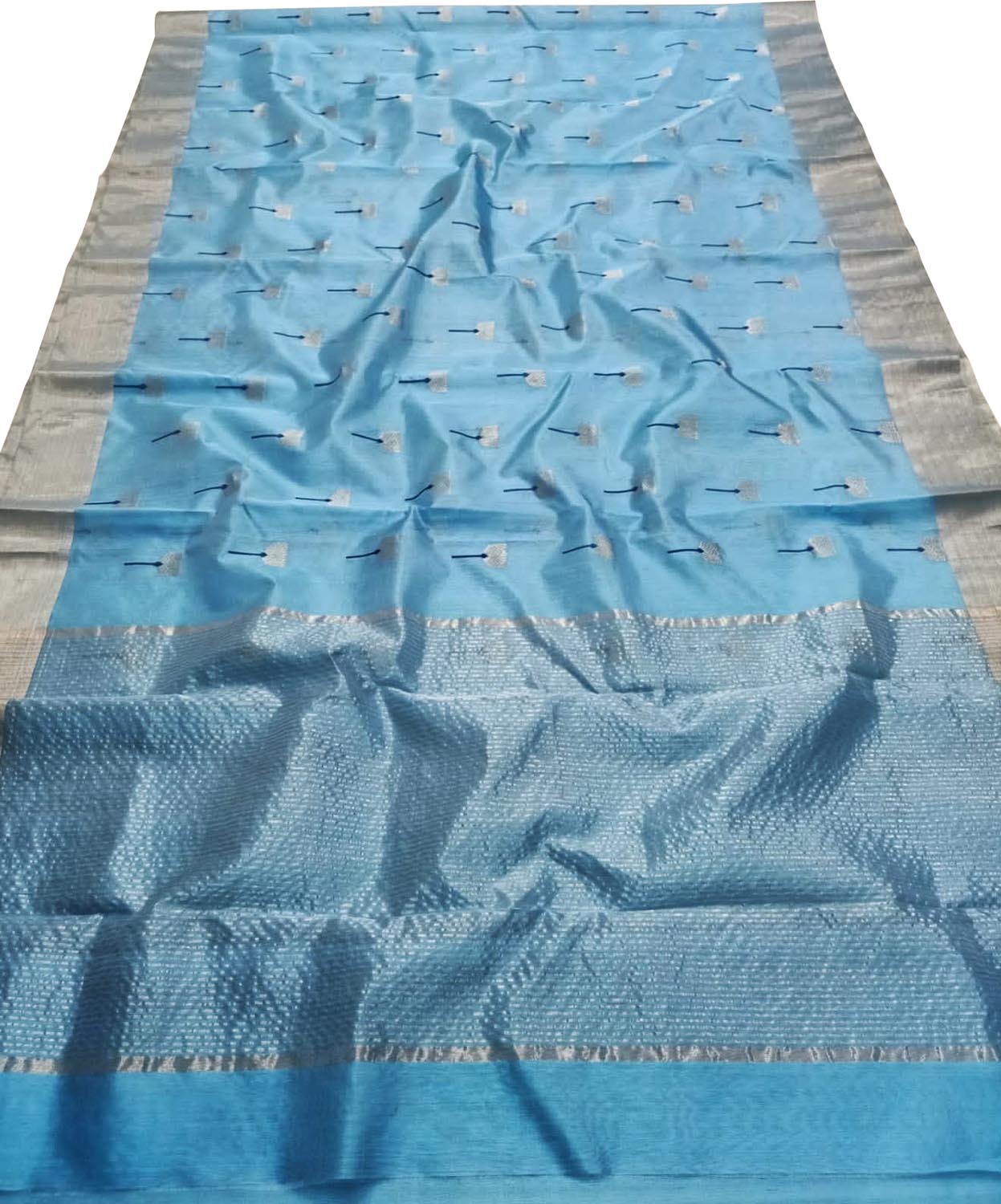 Blue Chanderi Handloom Pure Silk Saree - Luxurion World