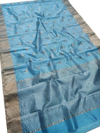 Blue Chanderi Handloom Pure Silk Saree - Luxurion World