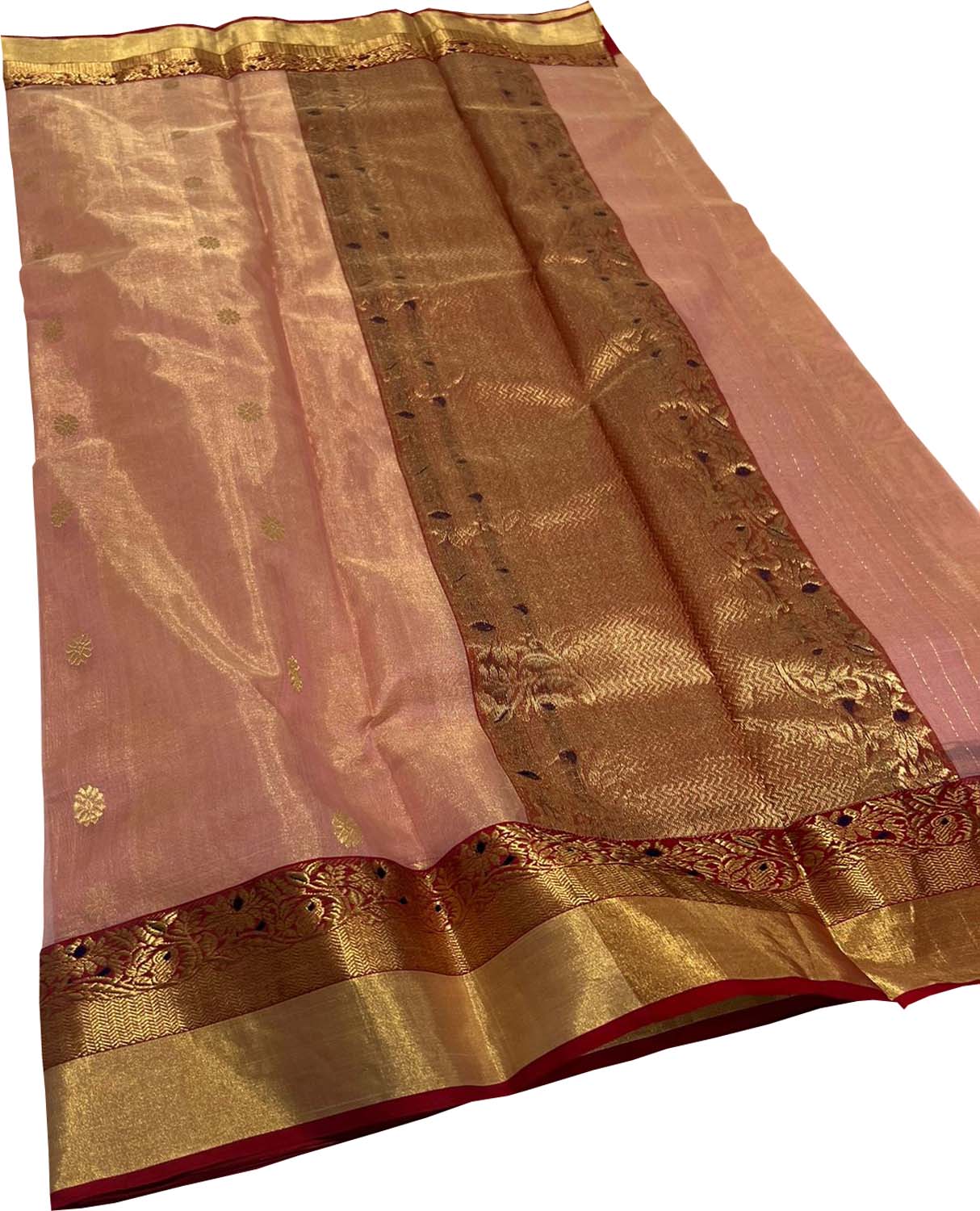 Pink Chanderi Handloom Pure Tissue Katan Silk Saree - Luxurion World